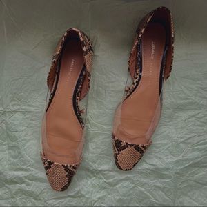 Zara Snakeskin Print Vinyl Ballerinas